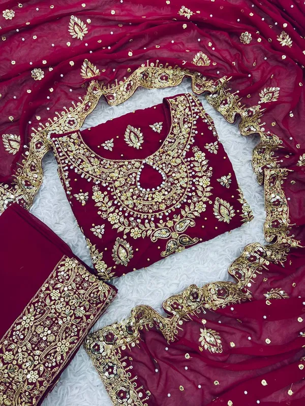 MAROON_GEORGETTE_CODING_SEQUENCE_EMBROIDERED_SALWAR_SUIT_WITH_DUPATTA
