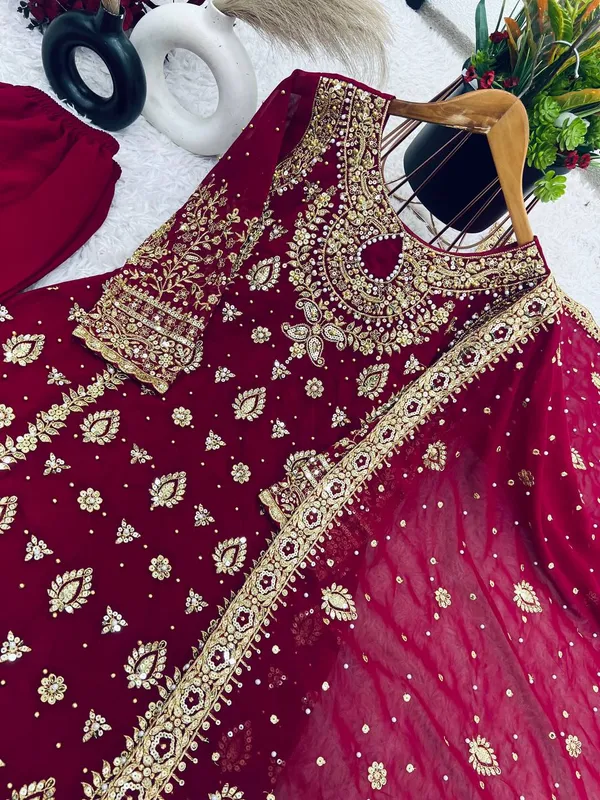 MAROON_GEORGETTE_CODING_SEQUENCE_EMBROIDERED_SALWAR_SUIT_WITH_DUPATTA