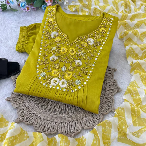 Yellow_Pure_Viscose_Muslin_Silk_Handwork_Kurta_Set_With_Bottom_And_Dupatta
