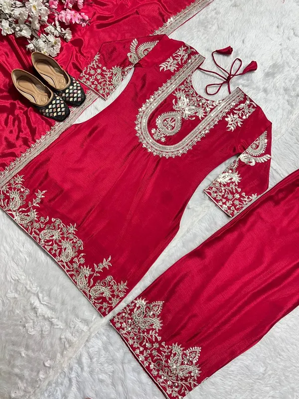 Maroon_Pure_Chinnon_Silk_Heavy_Embroidered_Salwar_Suit_With_Dupatta
