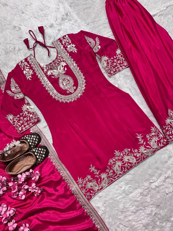 Pink_Pure_Chinnon_Silk_Heavy_Embroidered_Salwar_Suit_With_Dupatta