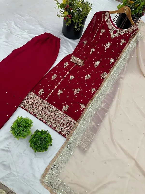 Maroon_Heavy_Faux_Georgette_Sequence_Embroidered_Salwar_Suit_With_Dupatta