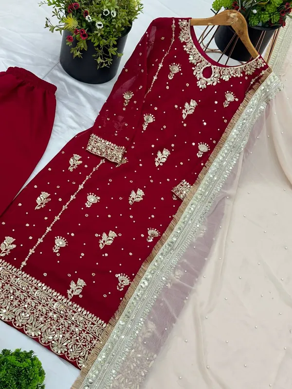Maroon_Heavy_Faux_Georgette_Sequence_Embroidered_Salwar_Suit_With_Dupatta