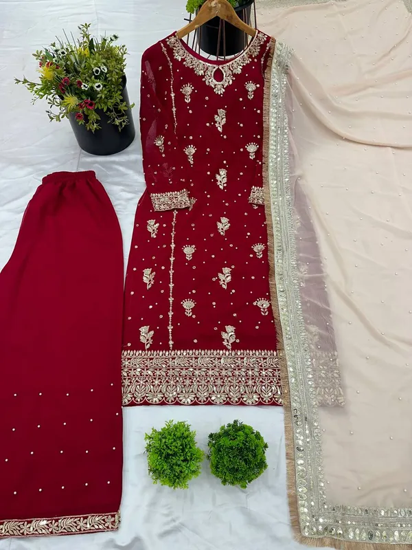 Maroon_Heavy_Faux_Georgette_Sequence_Embroidered_Salwar_Suit_With_Dupatta