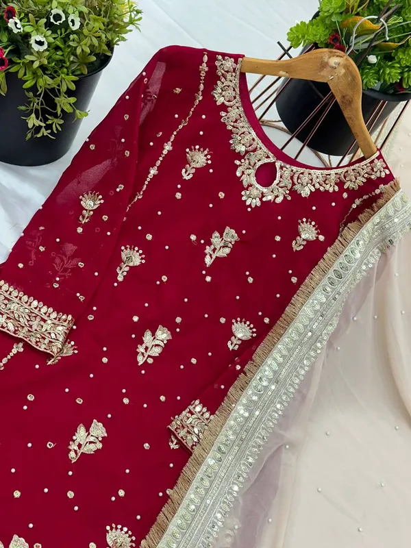 Maroon_Heavy_Faux_Georgette_Sequence_Embroidered_Salwar_Suit_With_Dupatta