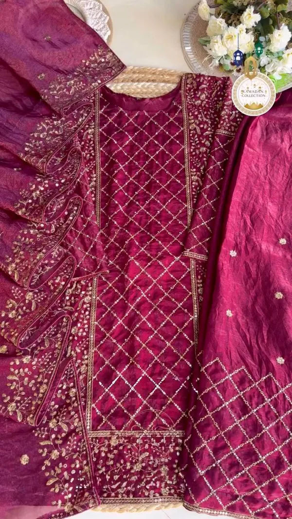 Maroon_Pure_Fendy_Silk_With_Heavy_Embroidery_5_mm_Sequence_Work_Salwar_Suit_With_Dupatta