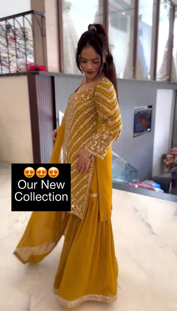 Mustard_Heavy_Faux_Georgette_Sequence_Embroidered_Sharara_Salwar_Suit_With_Dupatta