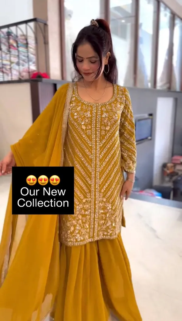 Mustard_Heavy_Faux_Georgette_Sequence_Embroidered_Sharara_Salwar_Suit_With_Dupatta
