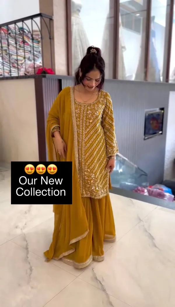 Mustard_Heavy_Faux_Georgette_Sequence_Embroidered_Sharara_Salwar_Suit_With_Dupatta