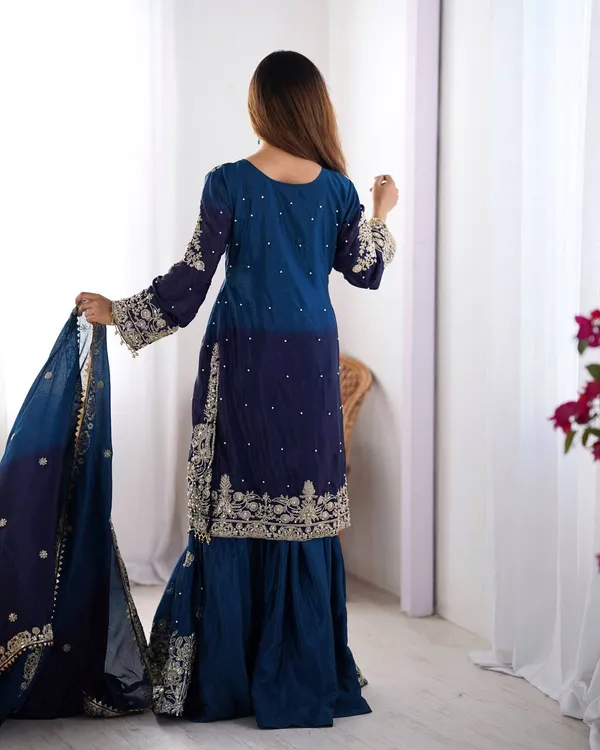NAVY_BLUE_SHADED_CHINNON_SILK_CODING_SEQUENCE_EMBROIDERED_SHARARA_SALWAR_SUIT_WITH_DUPATTA