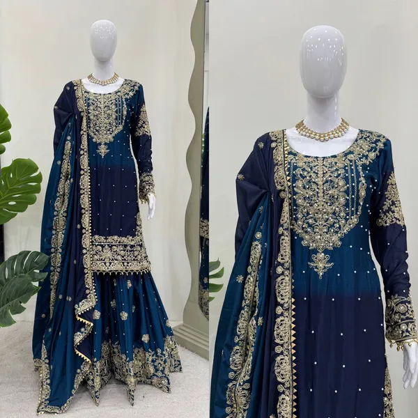 NAVY_BLUE_SHADED_CHINNON_SILK_CODING_SEQUENCE_EMBROIDERED_SHARARA_SALWAR_SUIT_WITH_DUPATTA