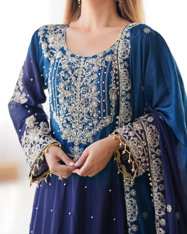 NAVY_BLUE_SHADED_CHINNON_SILK_CODING_SEQUENCE_EMBROIDERED_SHARARA_SALWAR_SUIT_WITH_DUPATTA