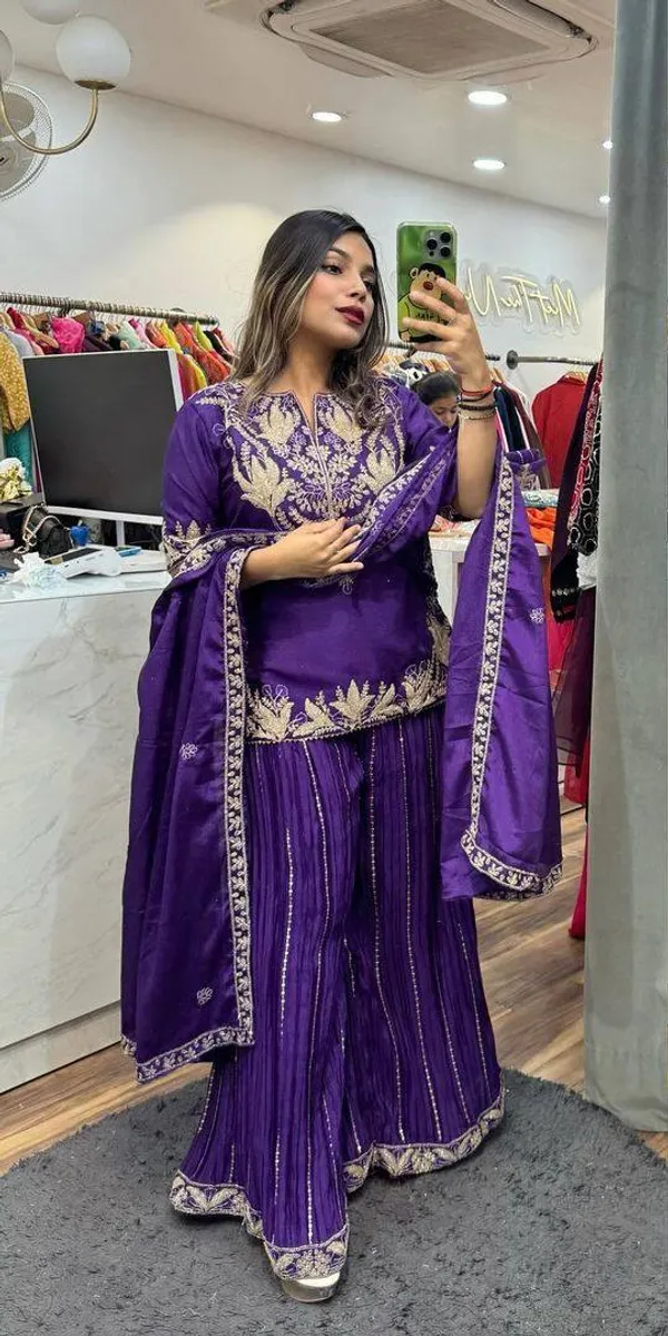 Purple_Pure_Chinnon_Silk_Embroidered_Sharara_Salwar_Suit_With_Dupatta