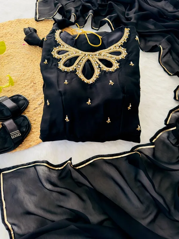New_Party_Wear_Look_Black_Rangoli_Georgette_Dual-Tone_Heavy_Quality_Gown_With_Dupatta