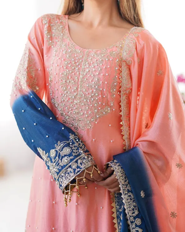 ORANGE_AND_BLUE_SHADED_CHINNON_SILK_CODING_SEQUENCE_EMBROIDERED_SHARARA_SALWAR_SUIT_WITH_DUPATTA