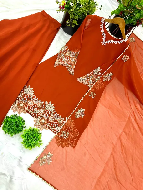 Orange_Georgette_Sequence_Embroidered_Palazzo_Salwar_Suit_With_Dupatta