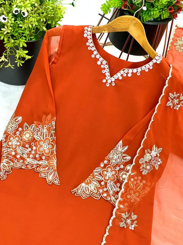 Orange_Georgette_Sequence_Embroidered_Palazzo_Salwar_Suit_With_Dupatta