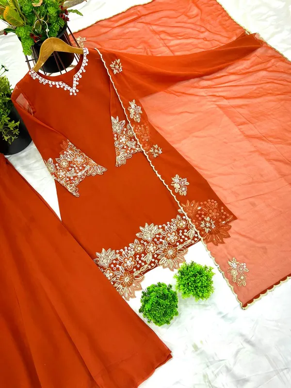 Orange_Georgette_Sequence_Embroidered_Palazzo_Salwar_Suit_With_Dupatta