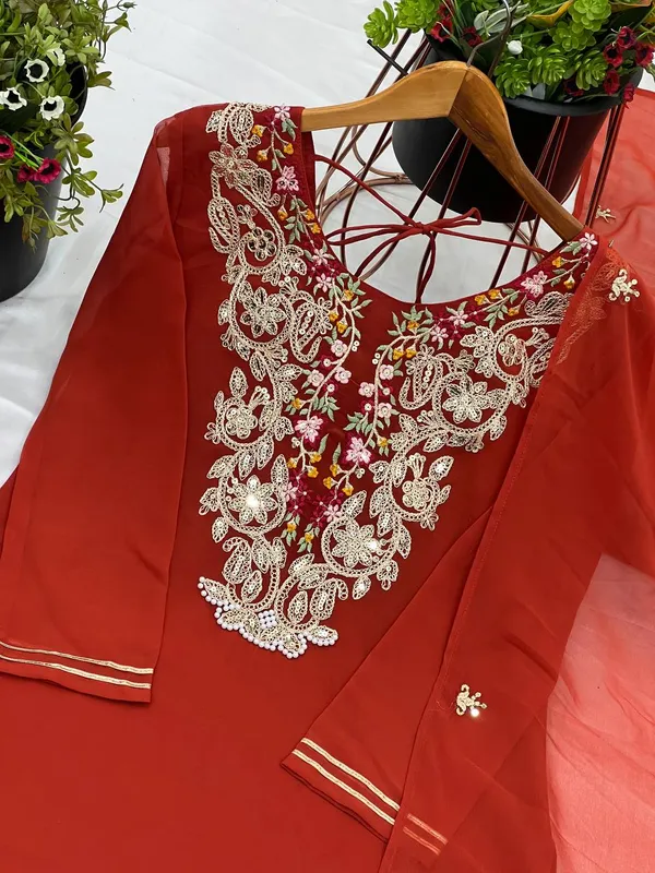 Orange_Heavy_Faux_Georgette_Sequence_Embroidered_Sharara_Salwar_Suit_With_Dupatta