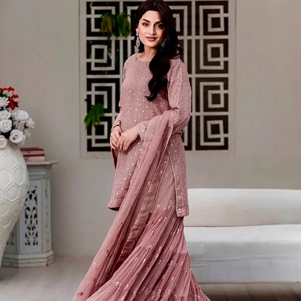 PINK_DESIGNER_GEORGETTE_EMBROIDERED_GHARARA_SALWAR_SUIT_WITH_DUPATTA