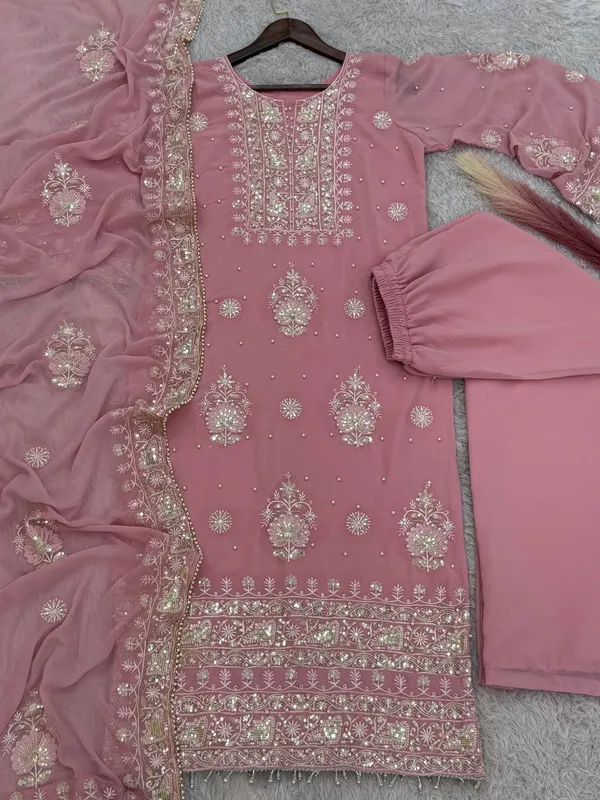 PINK_GEORGETTE_SEQUENCE_EMBROIDERY_MOTI_WORK_SALWAR_SUIT_WITH_DUPATTA