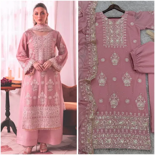 PINK_GEORGETTE_SEQUENCE_EMBROIDERY_MOTI_WORK_SALWAR_SUIT_WITH_DUPATTA