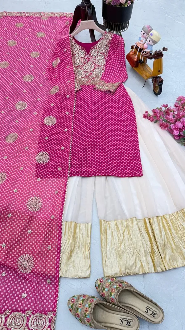 PINK_&_CREAM_FAUX_GEORGETTE_EMBROIDERY_CODDING_SEQUENCE_WITH_PRINT_SALWAR_SUIT_WITH_DUPATTA