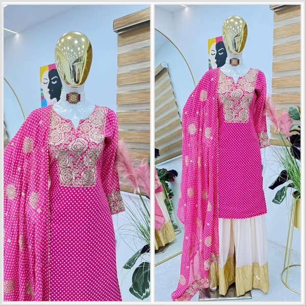 PINK_&_CREAM_FAUX_GEORGETTE_EMBROIDERY_CODDING_SEQUENCE_WITH_PRINT_SALWAR_SUIT_WITH_DUPATTA
