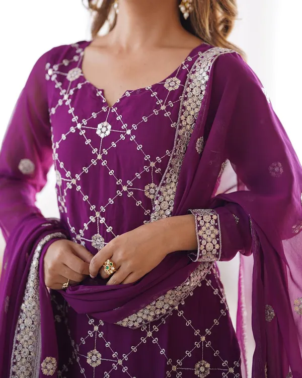 PURPLE_FAUX_GEORGETTE_EMBROIDERED_GHARARA_SALWAR_SUIT_WITH_DUPATTA