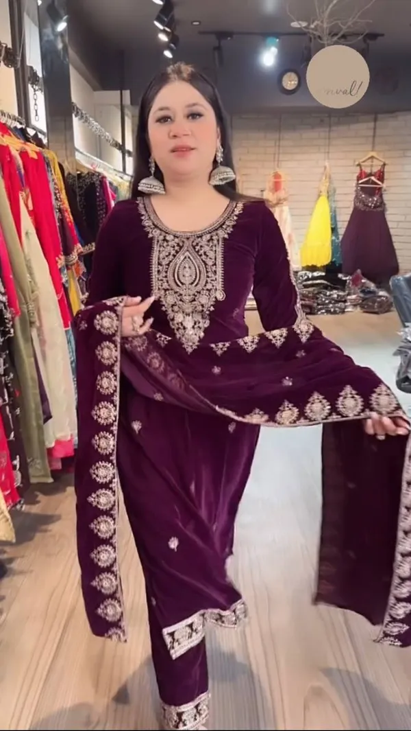 Purple_Viscose_Velvet_Sequence_Embriodered_Salwar_Suit_With_Dupatta