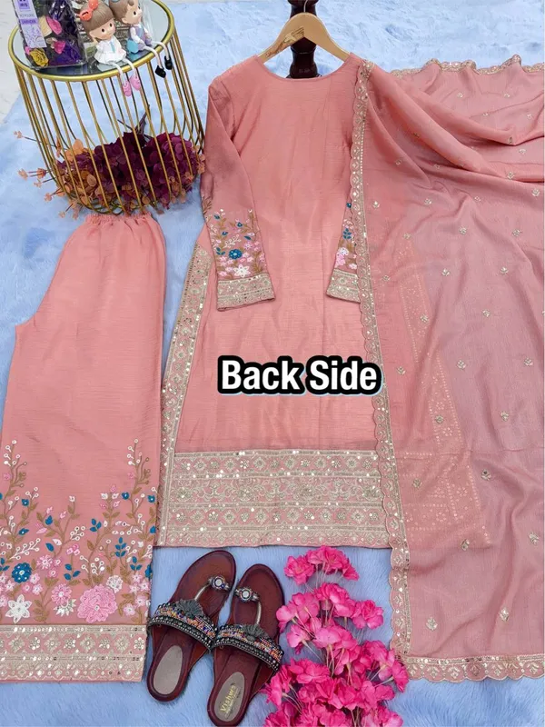 Pink_Chinnon_Silk_Heavy_Embroidery_With_Diamond_Work_Salwar_Suit_With_Dupatta