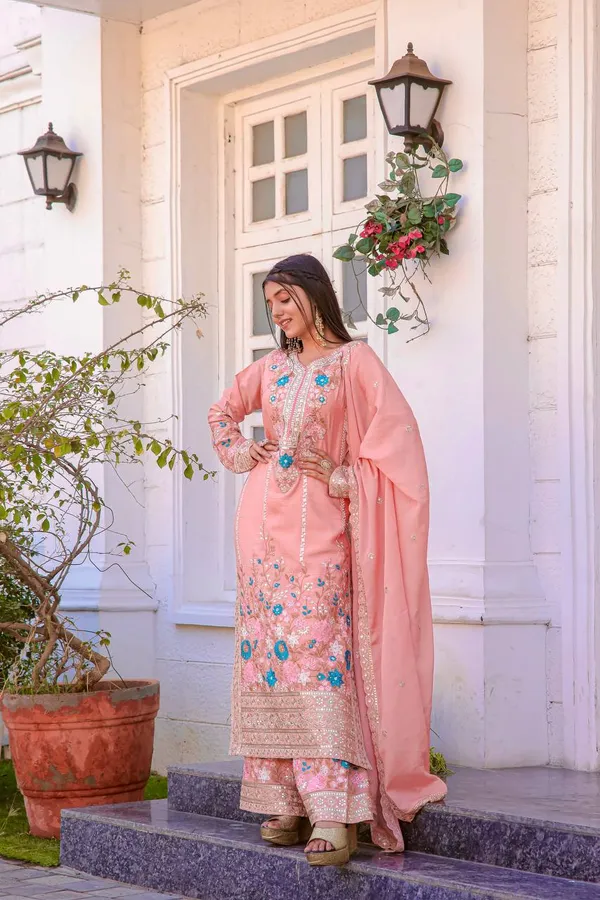 Pink_Chinnon_Silk_Heavy_Embroidery_With_Diamond_Work_Salwar_Suit_With_Dupatta