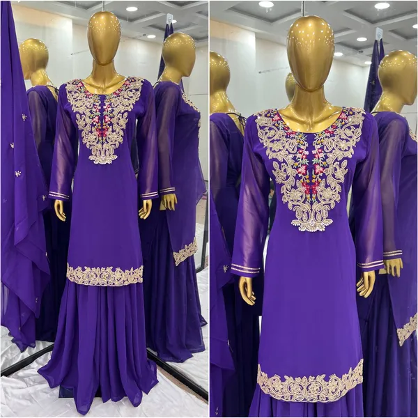 Purple_Heavy_Faux_Georgette_Sequence_Embroidered_Sharara_Salwar_Suit_With_Dupatta