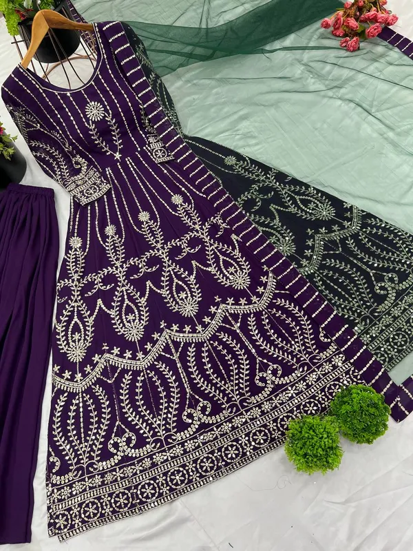 Purple_Heavy_Faux_Georgette_Sequence_Embroidery_Sharara_Salwar_Suit_With_Dupatta