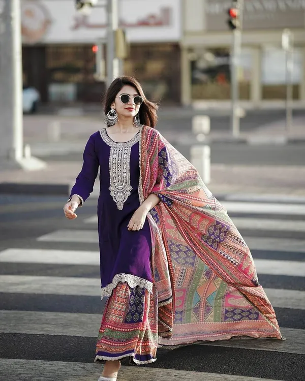 Purple_Pure_Chinnon_Silk_With_Sequence_Embroidery_Gharara_Salwar_Suit_With_Dupatta