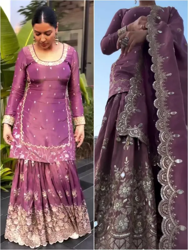 Purple_Twill_Net_Heavy_Sequence_Embroidery_Gharara_Salwar_Suit_With_Dupatta