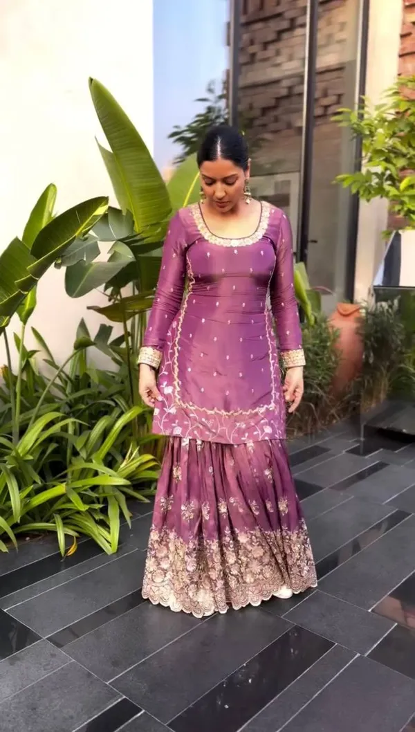 Purple_Twill_Net_Heavy_Sequence_Embroidery_Gharara_Salwar_Suit_With_Dupatta