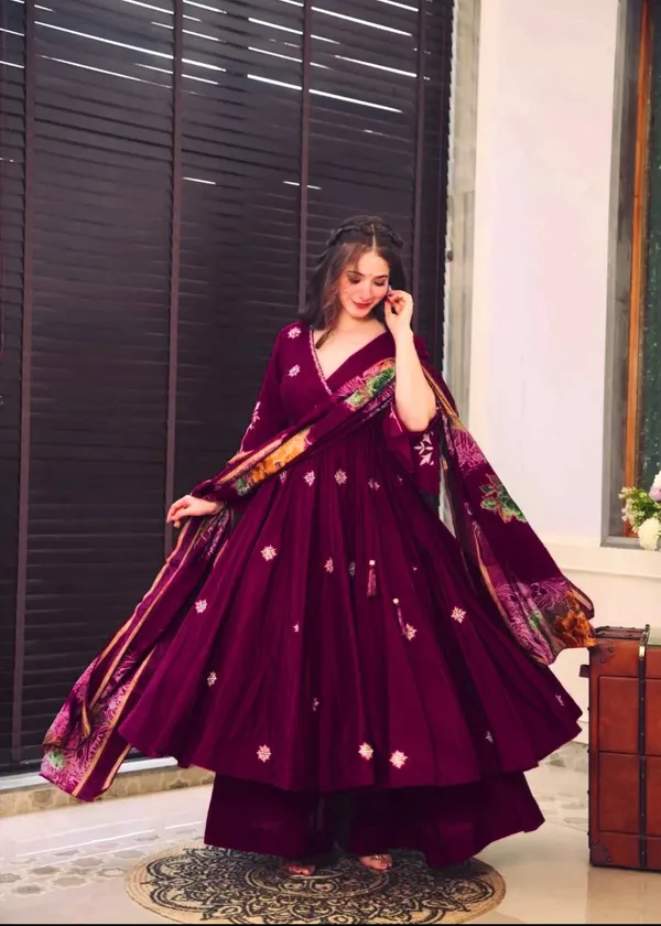 Purple_Full_Flared_Anarkali_Embroidered_Stitched_Palazzo_Kurta_Set_With_Dupatta