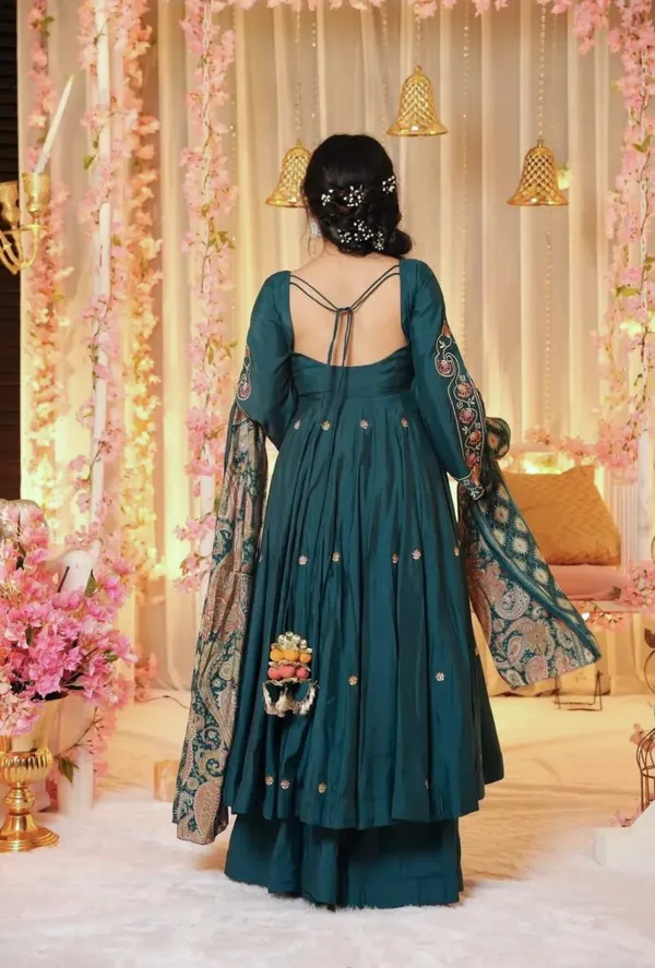 Teal_Pure_Chinnon_Embroidered_Anarkali_Kurta_Set_With_Bottom_And_Dupatta