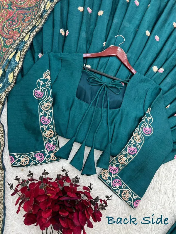 Teal_Pure_Chinnon_Embroidered_Anarkali_Kurta_Set_With_Bottom_And_Dupatta