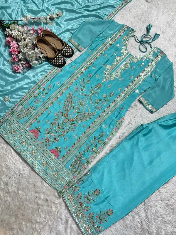 Sky_Blue_Pure_Chinnon_Silk_Heavy_Coding_Sequence_Embroidered_Salwar_Suit_With_Dupatta