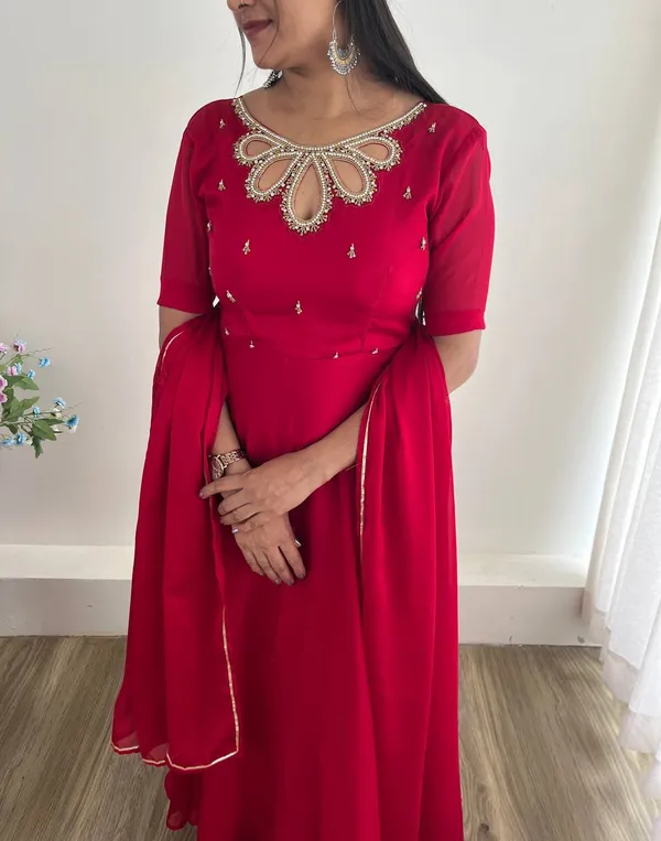 Red_New_Party_Wear_Look_Rangoli_Georgette_Gown_With_Dupatta_(Set_Of_2_Piece)