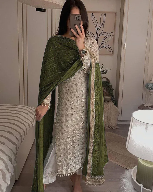 Olive_Desirable_Fancy_Faux_Georgette_Sequence_Embroidered_Salwar_Suit_With_Dupatta