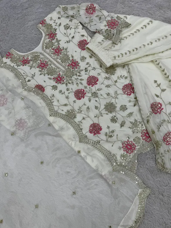 WHITE_ELEGANT_CHINNON_SILK_SEQUENCE_EMBROIDERED_SHARARA_SALWAR_SUIT_WITH_DUPATTA