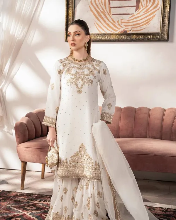 WHITE_FAUX_GEORGETTE_HEAVY_SEQUENCE_EMBROIDERED_SHARARA_SALWAR_SUIT_WITH_DUPATTA