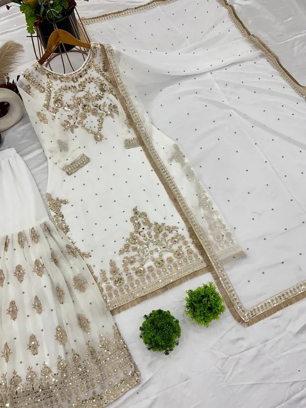 WHITE_FAUX_GEORGETTE_HEAVY_SEQUENCE_EMBROIDERED_SHARARA_SALWAR_SUIT_WITH_DUPATTA