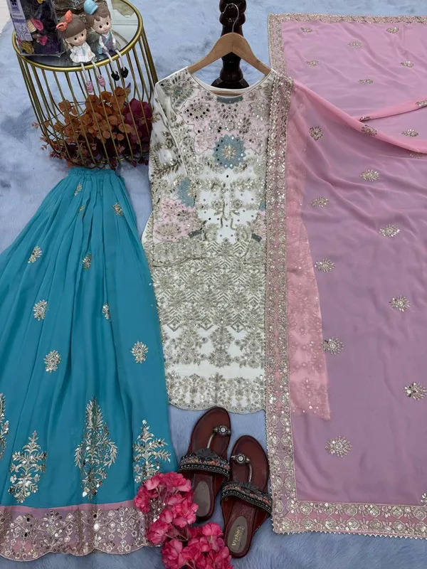 White_Heavy_Faux_Georgette_Sequence_Embroidery_With_Mirror_Hand_Work_Salwar_Suit_With_Dupatta