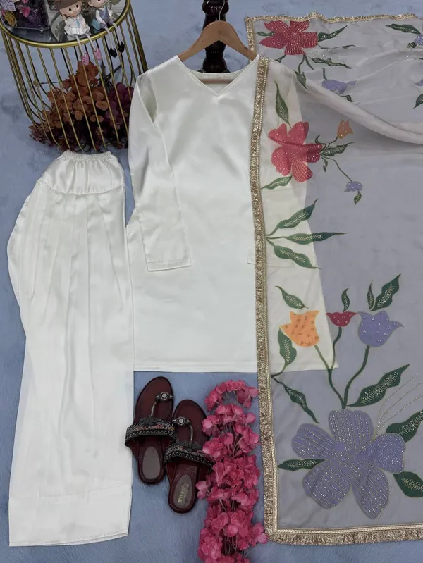 White_Heavy_Japan_Satin_Silk_Chiroski_Work_With_Print_Farsi_Salwar_Suit_Dupatta