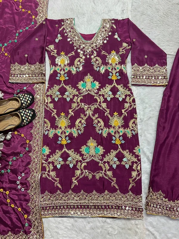 Wine_Pure_Heavy_Chinnon_Silk_Coding_Sequence_Embroidered_Salwar_Suit_With_Dupatta