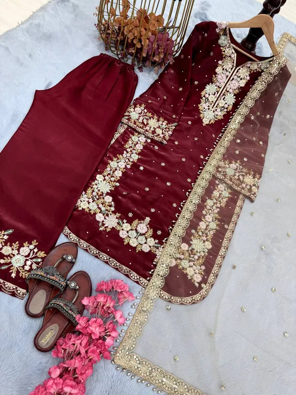 Wine_Pure_Jimmy_Choo_Sequence_Embroidered_Diamond_&_Pearl_Work_Paksitani_Salwar_Suit_With_Dupatta